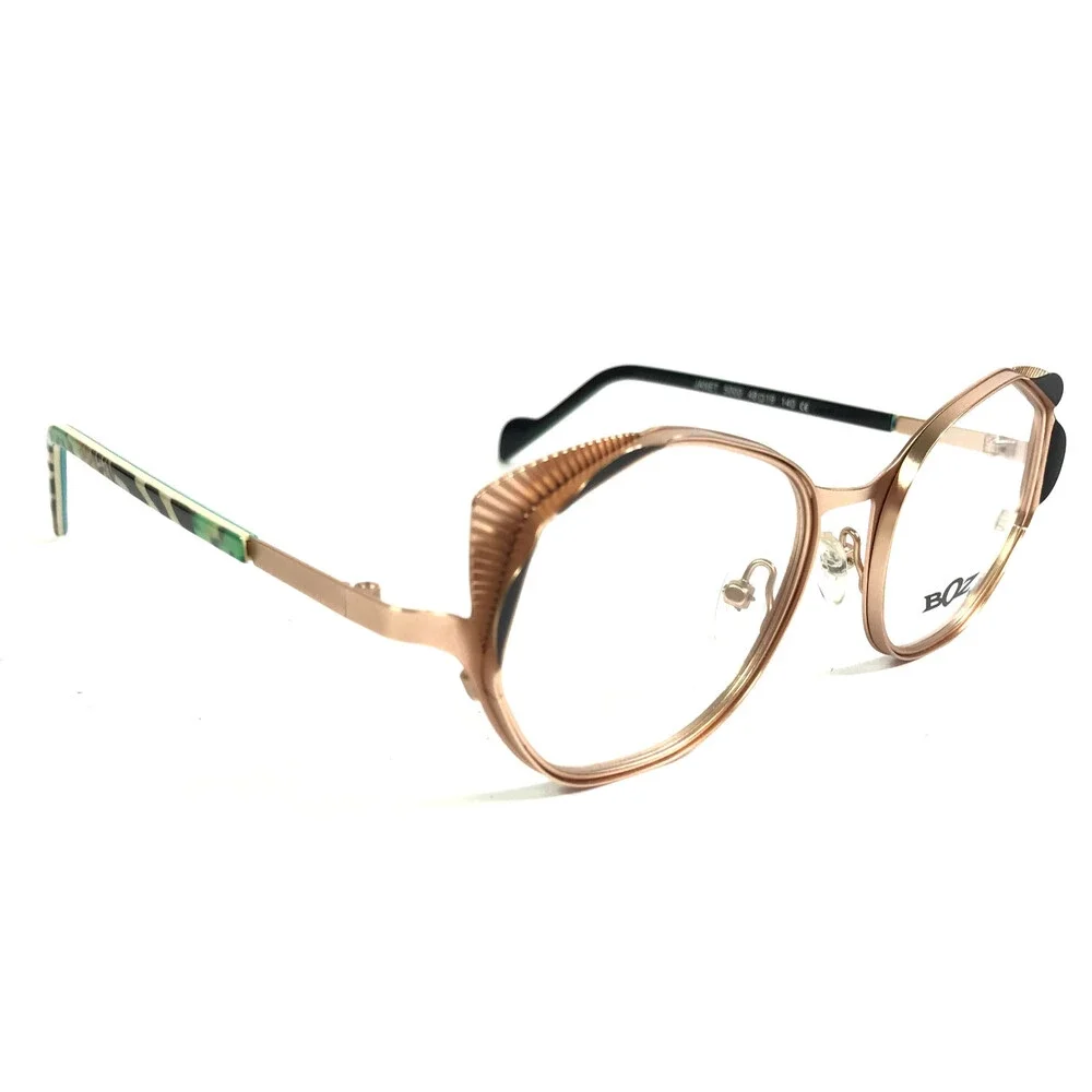 BOZ Eyeglasses Frames JANET 5000 Pink Gold Black Cat Eye 48-19-140
